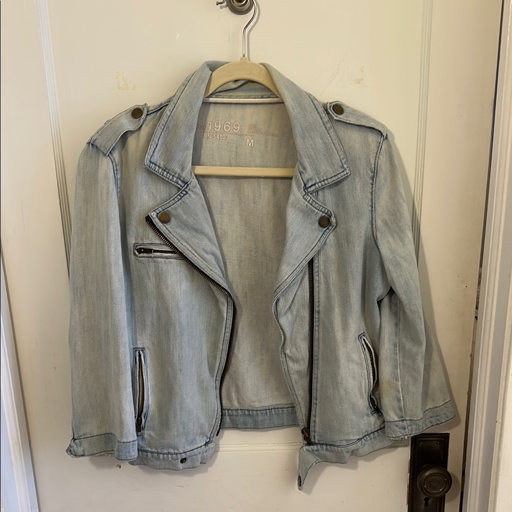 GAP 3/4 Sleeve Denim Moto Jacket
